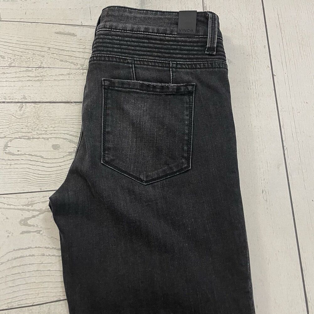 Vince Women's Size 26 Dylan Skinny Black Ombre Seamed Moto Denim Skinny Jeans
